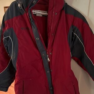 Columbia Vintage Red Gray Ski Coat Size M Women's Y2K